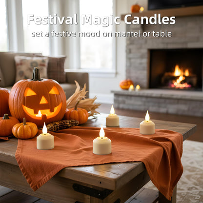 Rechargeable Tea Lights Flameless Candles with Remote Timer & Charging Base, LED Tealight Candles Battery Operated USB Candles for Fall Wedding Christmas Halloween Table Centerpiece Reception, 6-Pack