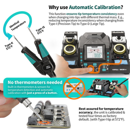 YIHUA 982D-III 2-IN-1 Precision Soldering Station with C210 Soldering Iron and C120 Hot Tweezers Cartridge Tip System for SMD Rework, Micro Soldering, Professional Soldering Iron Kit