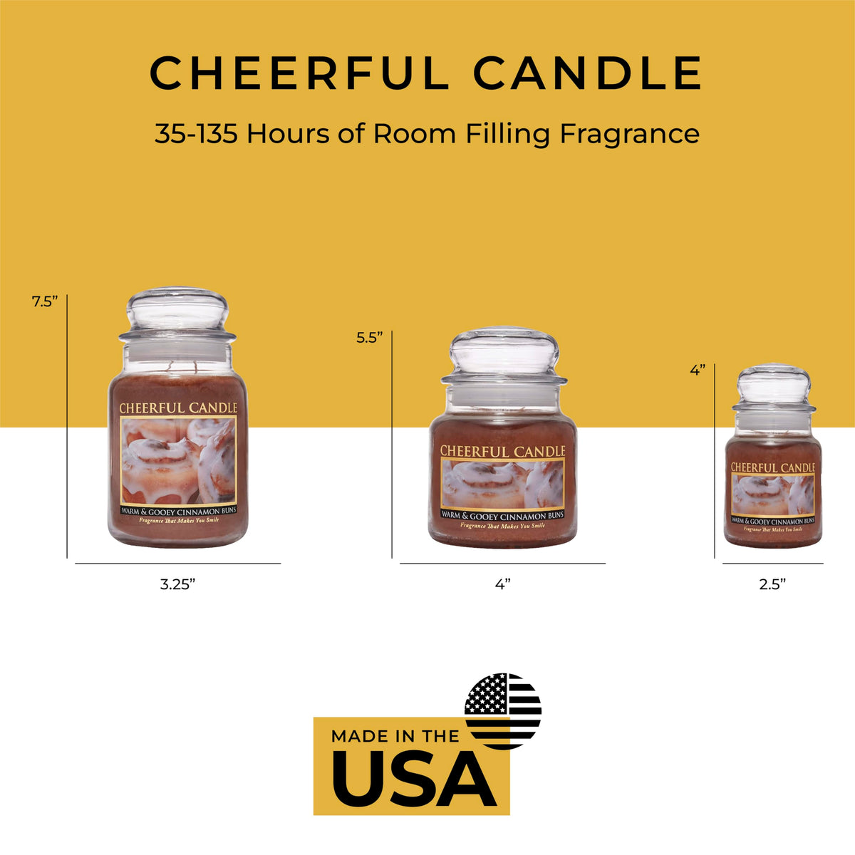 A Cheerful Giver - Warm & Gooey Cinnamon Buns Scented Glass Jar Candle (24 oz) with Lid & True to Life Fragrance Made in USA