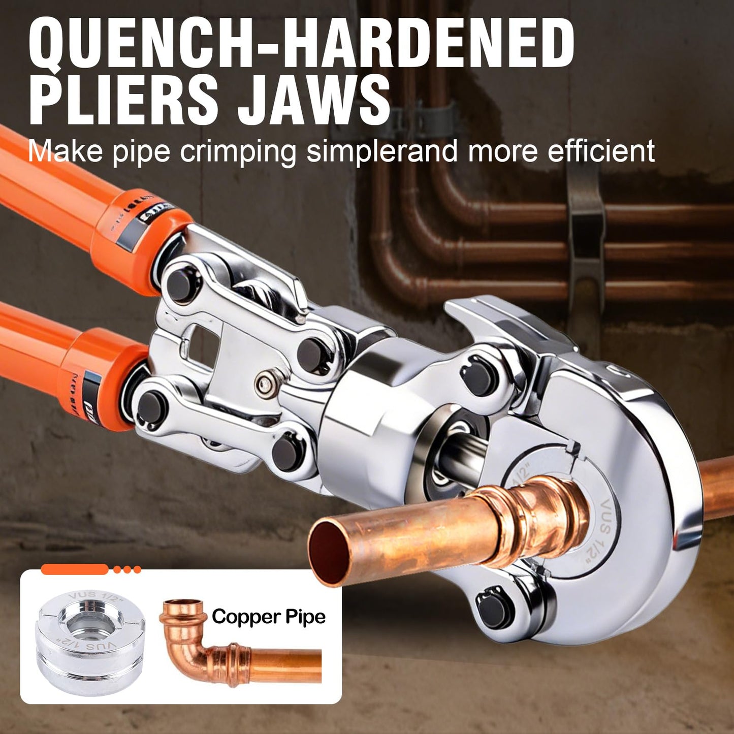 HZLZRZ Copper Pipe and F877 Stainless PEX Crimper Tool, 6-Die Pro Press Kit for 1/2" 3/4" 1" with Pipe Cutter, Dual-Use Handheld Crimping Tool for Plumbing (MCT-1632A)