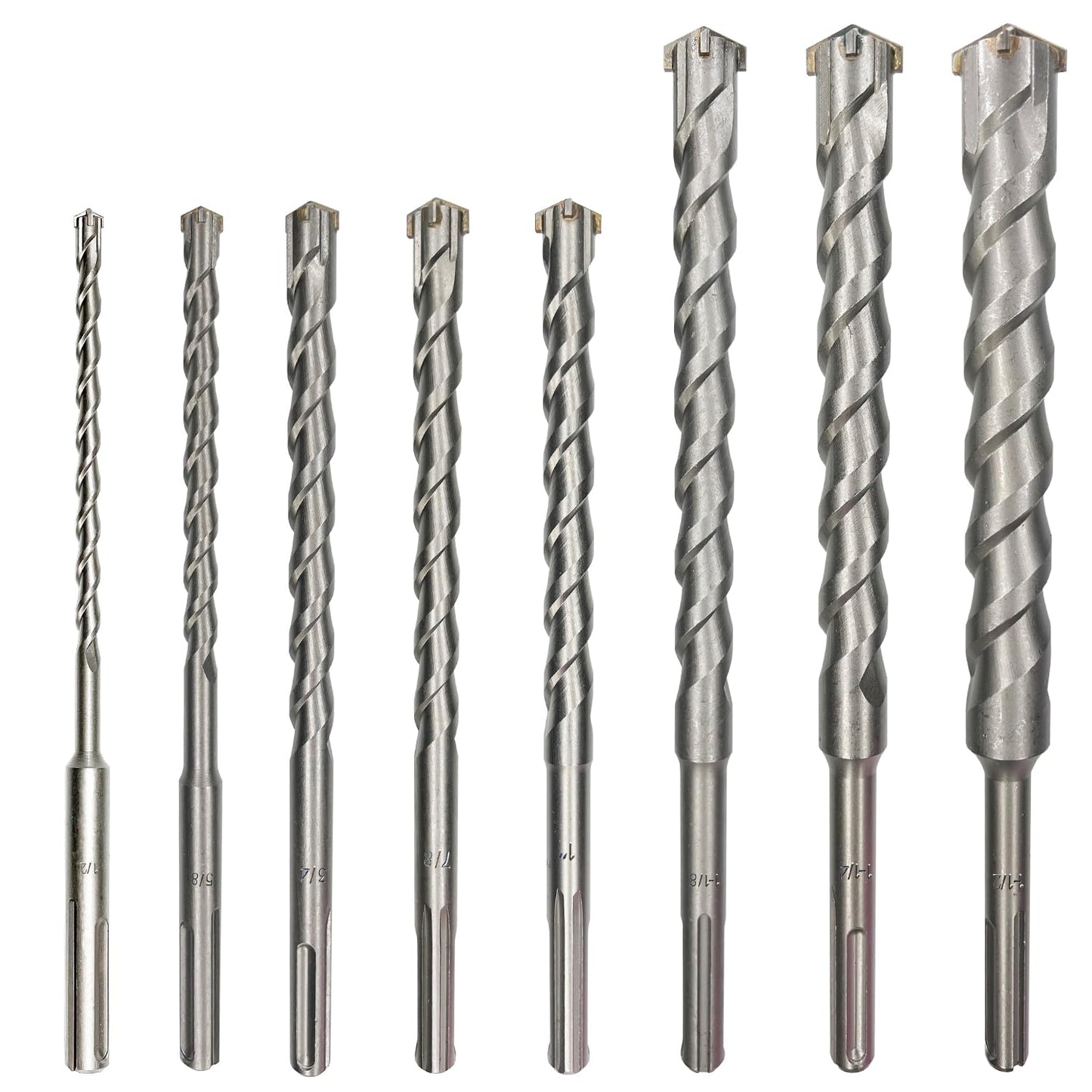 FF ERA SDS MAX Rotary Hammer Drill Bits – U-Flute - Masonry Drill Bits - Carbide Tipped for Brick, Stone, Concrete - 1/2'' 3/4'' 5/8'' 7/8'' 1'' x 13'', 1-1/8'' 1-1/4'' 1-1/2'' x 15'' (8-Piece Set)