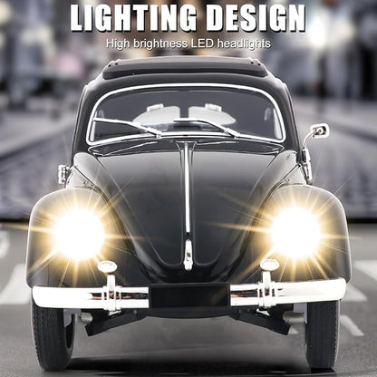 Remote Control Car 1:16 Scale Classic Beetle Model Toys Car for Adults 2.4GHz 4CH RC Car Rear Wheel Drive with LED Ligjhts and 2 Rechargeable Batteries