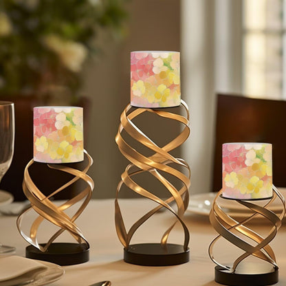 Cozeyat Colorful Floral Flameless Candles 4 Pack Battery Operated with Remote Control Timer LED Pillar Candles Waterproof for Home Patio Beach Garden