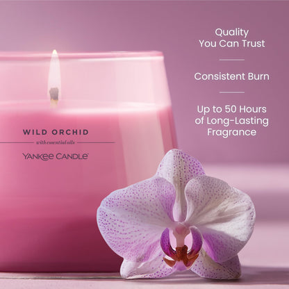 Yankee Candle Studio Scented Candle, Single Wick Jar Candle for Home Fragrance, Premium Plant Wax Blend, Long Lasting Burn, Wild Orchid (Pack of 1)