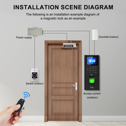 XYBkey Complete Biometric Fingerprint Security Access Control System Kit, RFID Keyboard Door Lock, Time and Attendance System, Smart Remote Control Door Opener, 600-Pound Electromagnetic Lock + ZL