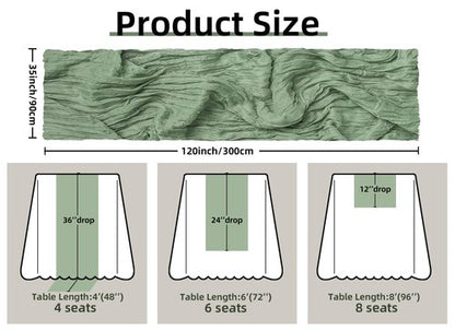 FEXIA Cheesecloth Table Runner Sage Green for Woodland Baby Shower Bridal Wedding Decoration Gauze Rustic Table Runner for Party First Communion Centerpiece Engagement 35x120 Inches