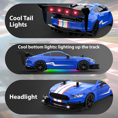 RC Drift Car 1/20 Scale 2.4GHz 4WD Remote Control Car with Led Lights 22KM/H High Speed Rechargeable Batteries Racing Sport Cars RC Cars for Kids Boys Girls Adults Gifts Birthday Christmas