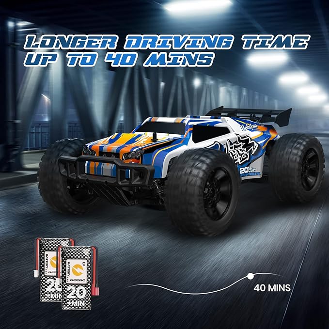 Holyton 1:10 Large High Speed Remote Control Car with LED Shell Lights 48+ KM/H 4WD Offroad Monster Truck for Adults &amp Kids Hobby RC Truck Vehicle 2 Battery Crawler Toy Gift for Boy