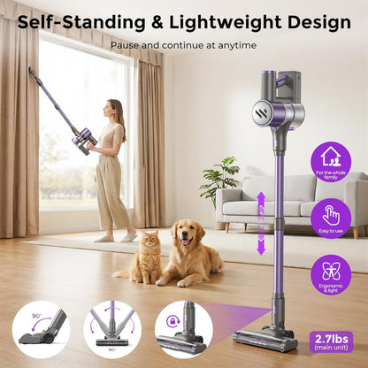 MBTTODF Vacuum Cleaner for Home,Stick Vacuum with Self-Standing and Touch Screen,Hardwood Floor Vacuum for Pet Hair,Tile
