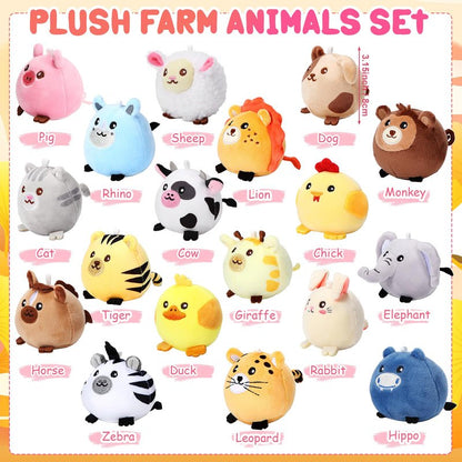 Halloscume 18 Pcs Mini Stuffed Animals Bulk 3.15 Inch Small Plush Farm Jungle Animal Ornament Set for Valentine's Day Exchange School Prizes Easter Egg Fillers Basket Stuffers Birthday Party Favors