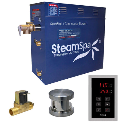 STEAMSPA 7.5kW Steam Sauna Generator Sentry Series 240V Steam Generator with Touch Screen, Steamhead, Built-in Steam Shower Auto Drain, ACU Quickstart Steam Bath Generator (Brushed Nickel)