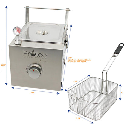 Flame King Proleo Tabletop Propane Deep Fryer with Oil Thermometer, 2.5 Gallons Capacity, with 5-FT Propane Regulator Hose