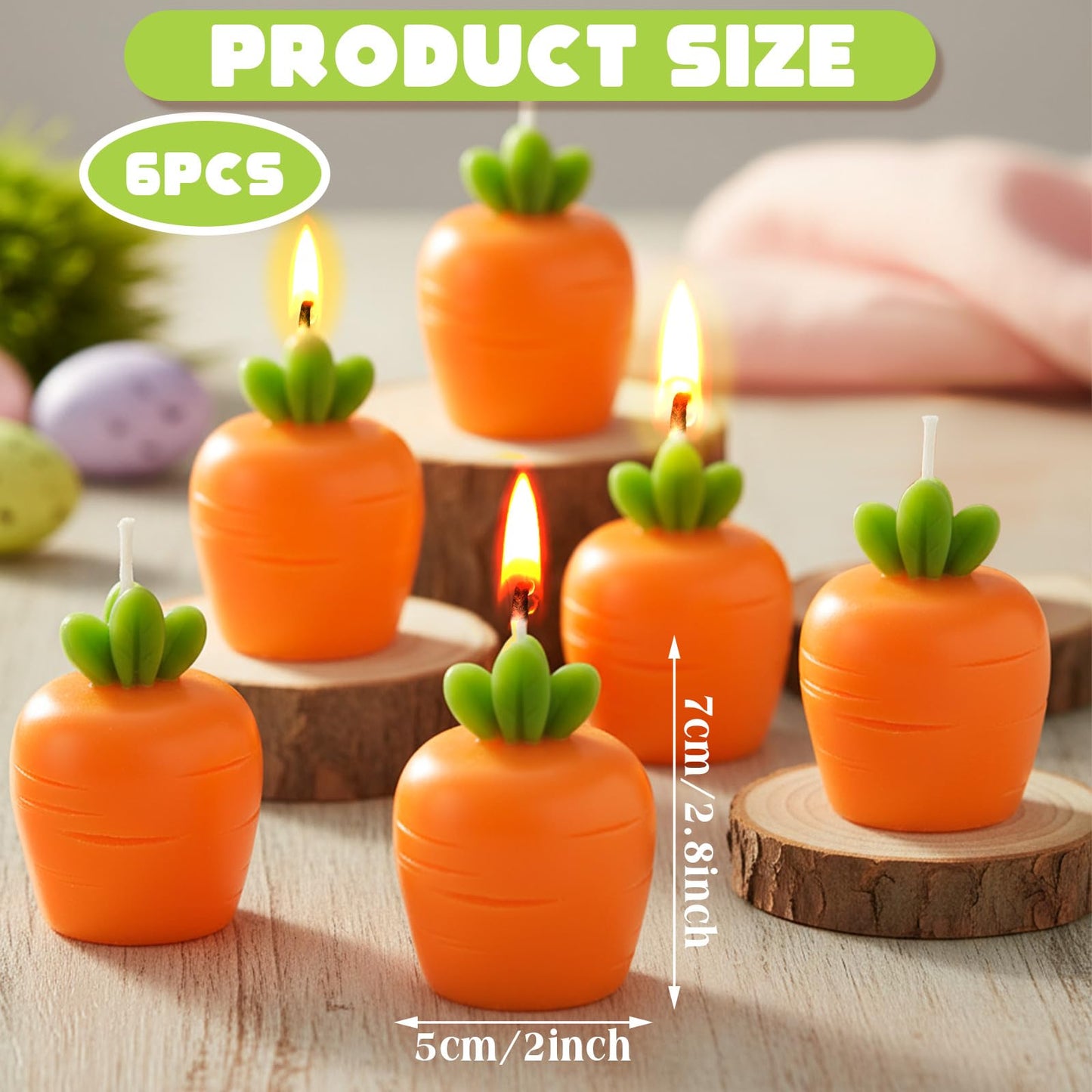 6 Pcs Carrot Candle Summer Decoration for Home Spring Table Decoration Carrot Tealight Scented Vegetable Soy Candle Basket Stuffer Spring Party Carrots Birthday Gift Table Centerpiece