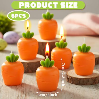 6 Pcs Carrot Candle Summer Decoration for Home Spring Table Decoration Carrot Tealight Scented Vegetable Soy Candle Basket Stuffer Spring Party Carrots Birthday Gift Table Centerpiece