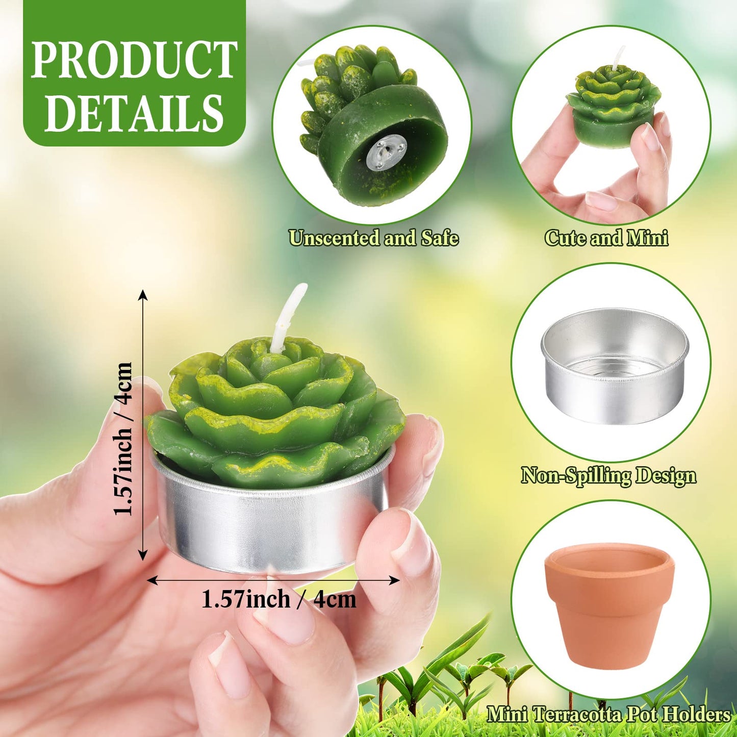 Shihanee 36 Pcs Succulent Cactus Tealight Candles with Mini Terracotta Pots, Spring Decor, Fiesta Cinco De Mayo Party Decorations, Mexican Party Favors, Baby Shower Wedding Table Decor(Red)