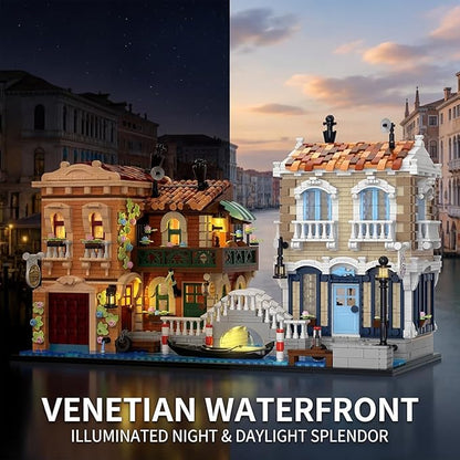 Venice Rivera Building Block Set Italian Canal City Architecture Street View Kit with LED Lighting Collectible Home Decor Gift for Adults &amp Teens4610 PiecesBarweer 010