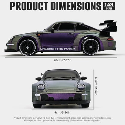 RC Drift Car1:24 Scale Remote Control Car 2.4GHz 20KM/H 4WD High Speed RC Cars for Kids with LED Light Two BatteriesDrifting TiresRacing Vehicle Toy for Adults Boys Girls Purple
