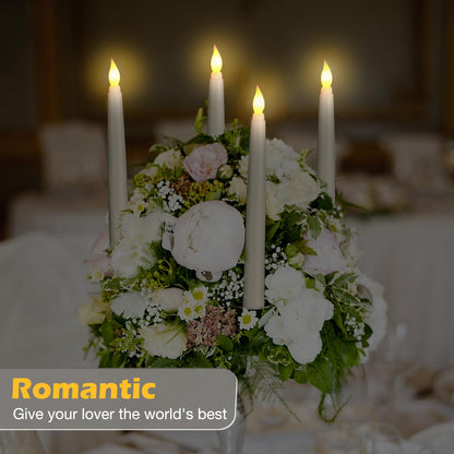 Tuanse 24 Pack 24 Pack Flameless Flicker Taper Candles Bulk with Remote and Timer, Battery Operated LED Warm White Taper Candles Light for Home Wedding Decoration Gifts (Beige,8 Inch)