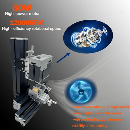 EssSthmy 60W 12000RPM High-power Mini Metal Milling Machine,High-Precision Milling Machine For Metal/Wood, DIY Tools For Woodworking