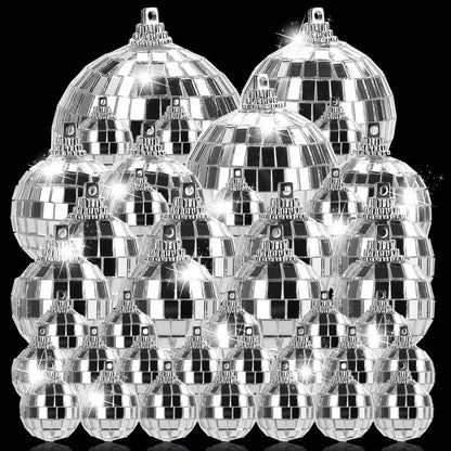 54Pack Disco Ball, Hanging Mirror Disco Ball Ornaments 70s Disco Party Decorations Mini Silver Reflective Christmas Balls for Holiday Wedding Xmas Tree Home Decor