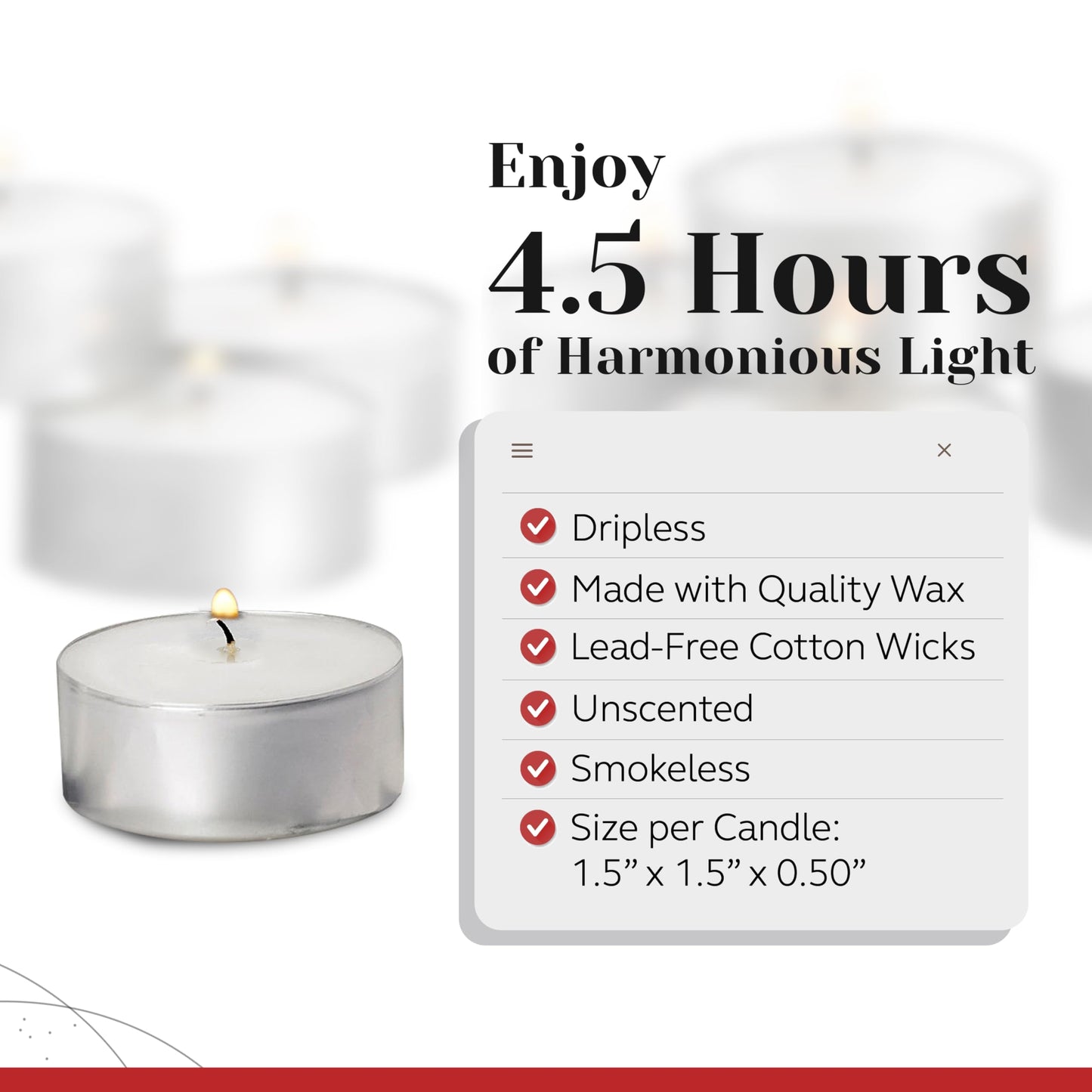 300 Pack Tealight Candles in Metal Cups - Clean, White Unscented with 4.5 Hour Long Burning Time - Votive Candles Bulk for Romantic Dinner, Weddings, Spa & Hotels by PARNOO