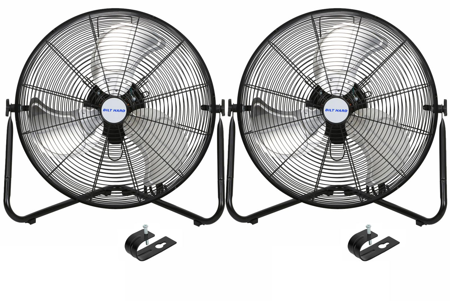 BILT HARD 20" High Velocity Floor Fan, 4600 CFM 3-Speed Industrial Shop Fan with Wall-Mounting System, Heavy Duty Metal Fan for Garage Workshop and Warehouse, 2 Pack