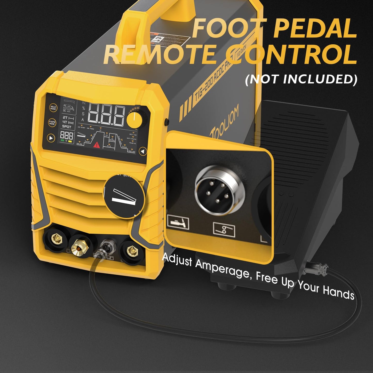 TOOLIOM 200A AC/DC TIG Welder with Pulse, Dual Voltage 110V/220V, Welder with IGBT Inverter, Large LED Display, AC TIG/DC TIG/Pulse TIG/SPOT TIG/Stick Multiprocess Welding Machine