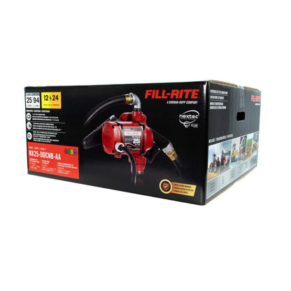 Fill-Rite NX25-DDCNB-AA 12V / 24V 25 GPM Bung Mounted Fuel Transfer Pump w/Discharge Hose & Auto Nozzle (Green)