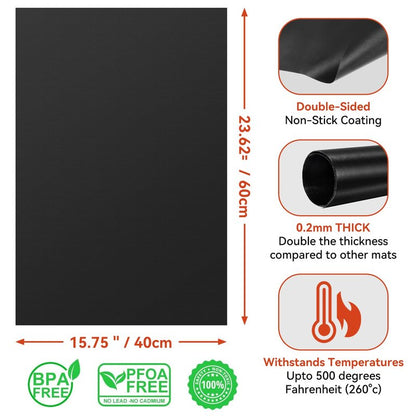 Oven Liners for Bottom of Oven, 2 Pack Reusable Large Thick Heavy Duty Teflon Oven Mat Set, Non Stick Oven Mats for Bottom of Electric Oven Gas Oven Toaster Oven Microwave Stove Grill, Easy to Clean
