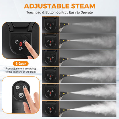 BEAMNOVA White 1L 2500W Car Steamer for Auto Detailing High Pressure Handheld Steam Cleaner + 1.2L Black Steam Cleaner
