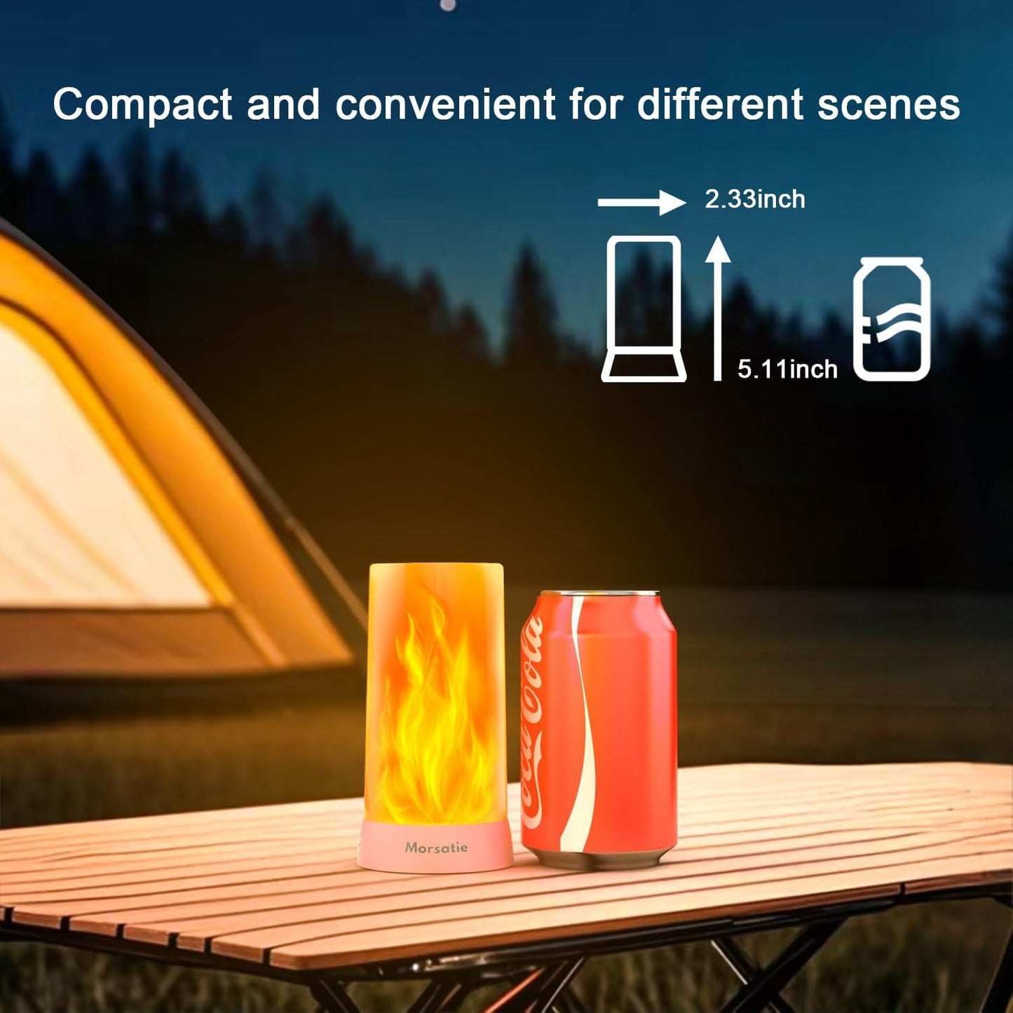 Upgraded LED Flame Light, Rechargeable Flame Lamp with Remote & Timer, 4 Modes Upside-Down Effect, Waterproof Battery Operated Dimmable Flameless Candles for Camping Indoor Outdoor Decor, 2 PCS
