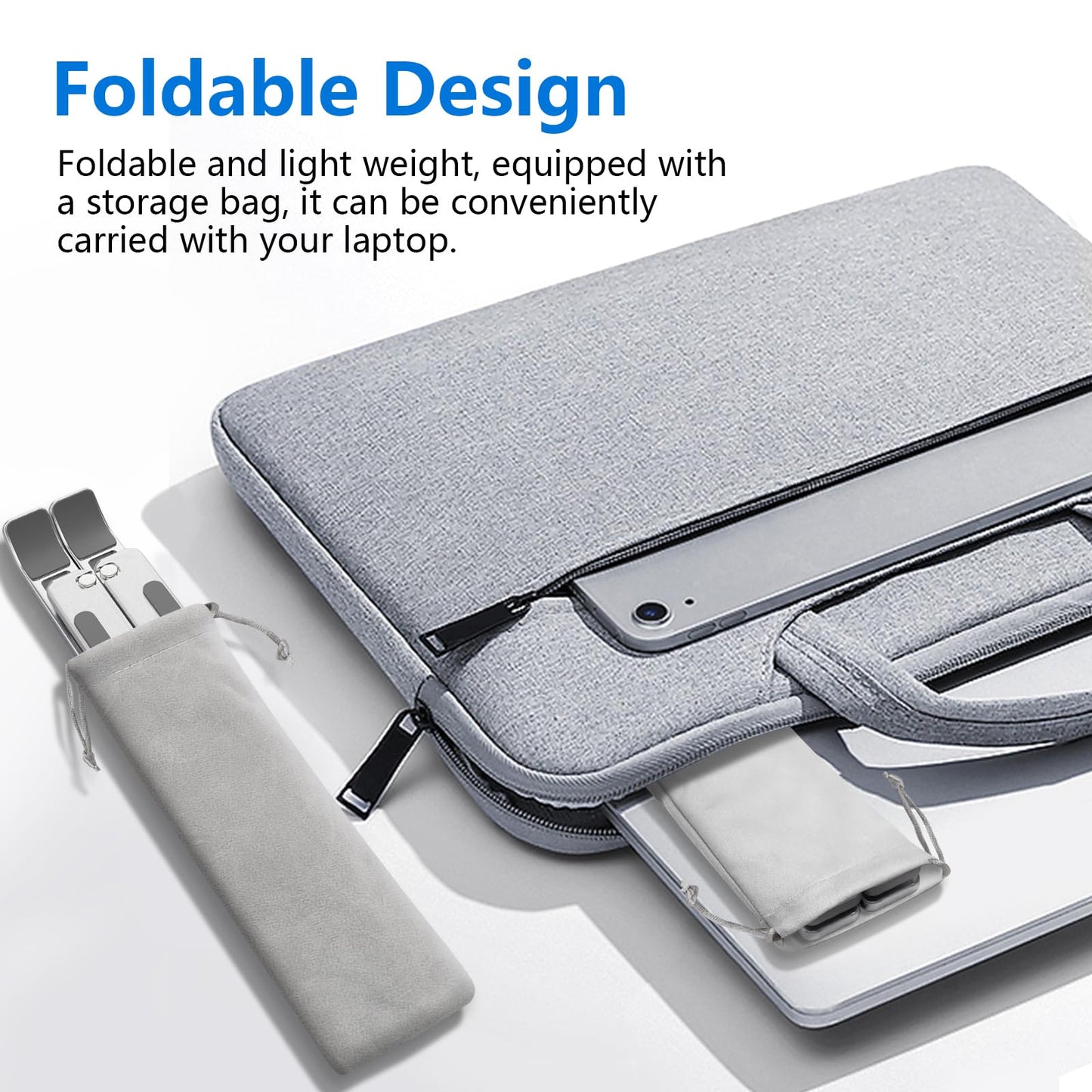 Sopholid Laptop Stand for Desk, Aluminum Metal MacBook Stand，Computer Riser for Desk, Portable Foldable Adjustable Notebook Holder, Compatible with 10-15.6 Inch Laptops, iPad, Silver.