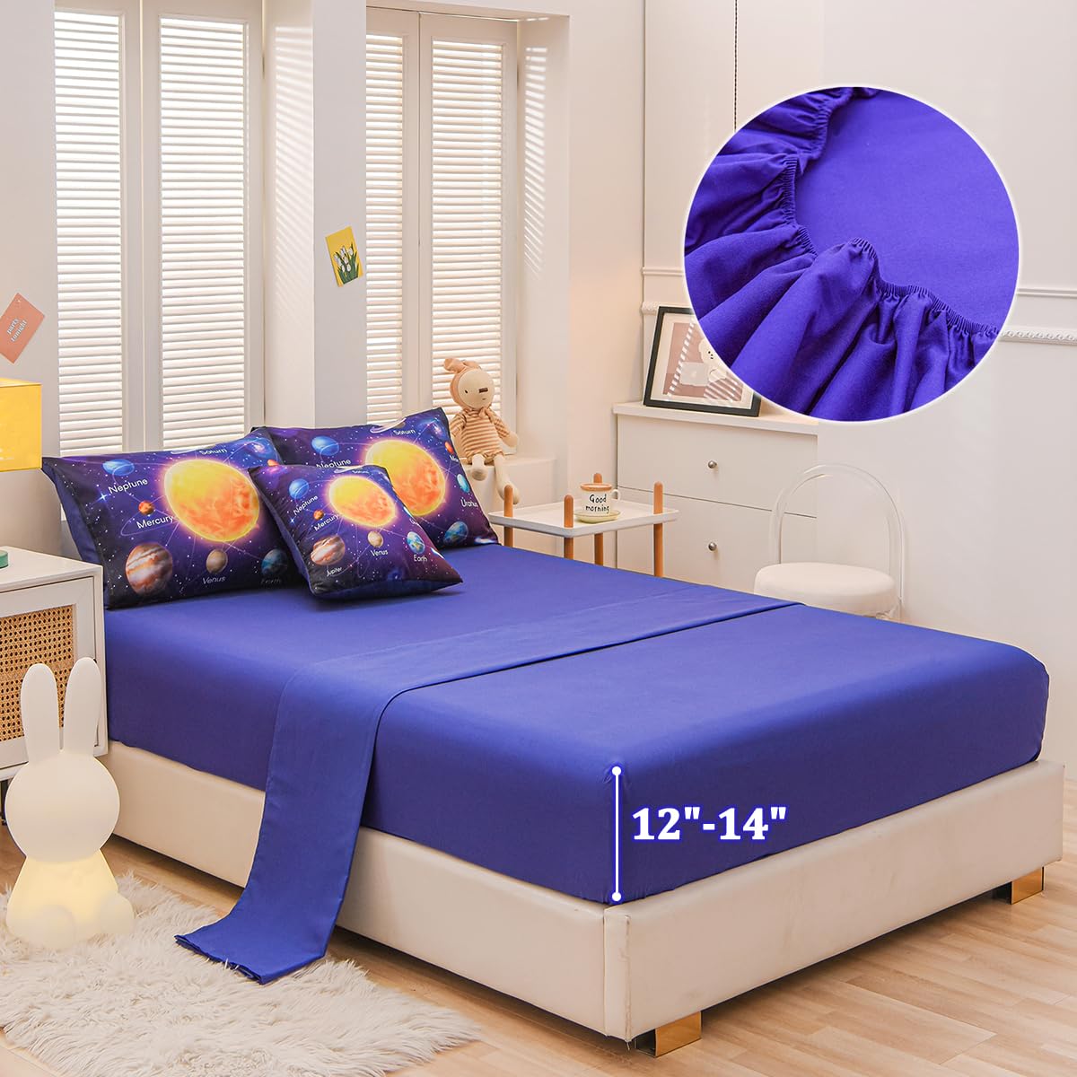 Tasselily Twin Size Comforter Sets for Boys, Space Bedding Set Twin Bed in a Bag, 6 Pcs Universe Planet Galaxy Comforter Set with Sheets