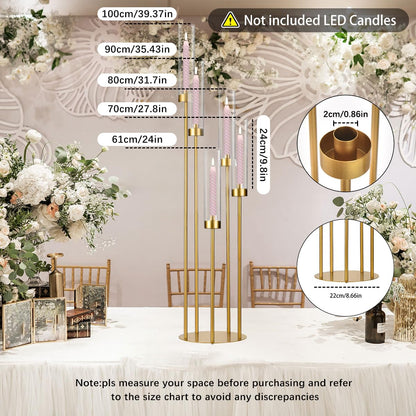 2PCS Floor Candle Holders for Wedding,Tall Arcylic Candelabra Centerpiece for Tables Candelabra 5 Arm for Party Christmas Concert Fit LED Candle Prom Entrance Decorations candelabros navideños