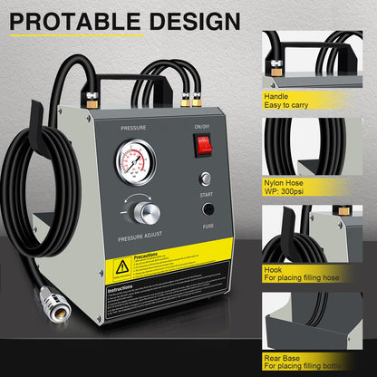 YSTOOL Electric Pulse Brake Bleeder Machine Kit with 110V AC and 12V DC Dual Purpose Clutch Bleeding Unit Master Cylinder Adapter Kit Waste Oil Bottles