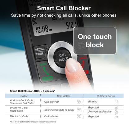 AT&T CL82219 DECT 6.0 2-Handset Cordless Phone for Home with Answering Machine, Call Blocking, Caller ID Announcer, Intercom and Long Range, Black