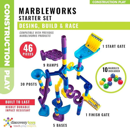 Discovery Toys MARBLEWORKS Marble Run Starter | Kid-Powered Learning | STEM Educational Building Block Toy Learning &amp Childhood Development 5 Years Old and Up