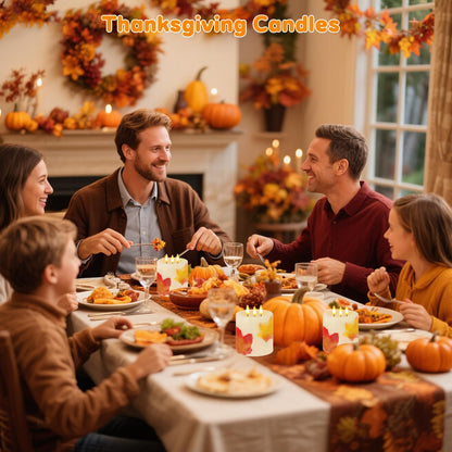 Large 3 Wick Flameless Candles Set of 2, 4"x4" Flickering Maple Leaves LED Candles with Remote & Timer, Real Wax Electric Pillar Candles Battery Operated, Fall Candles for Thanksgiving Autumn Decor