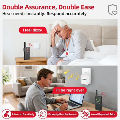 CallToU Caregiver Pager Wireless Alert Button Home Intercom System Long Range 2 Way Radio for Elderly/Patient/Pregnant/Home/Office