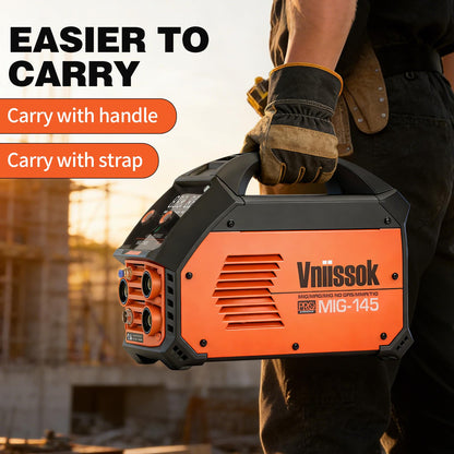 145A MIG Welder,110V/220V multiprocess welder, Gas Gasless MIG Welding Machine, 5 in 1 MIG/MMA/Lift TIG/Flux cored 0.8/Flux cored 1.0, LED Digital Display Synergic Control Aluminum Welding Machine