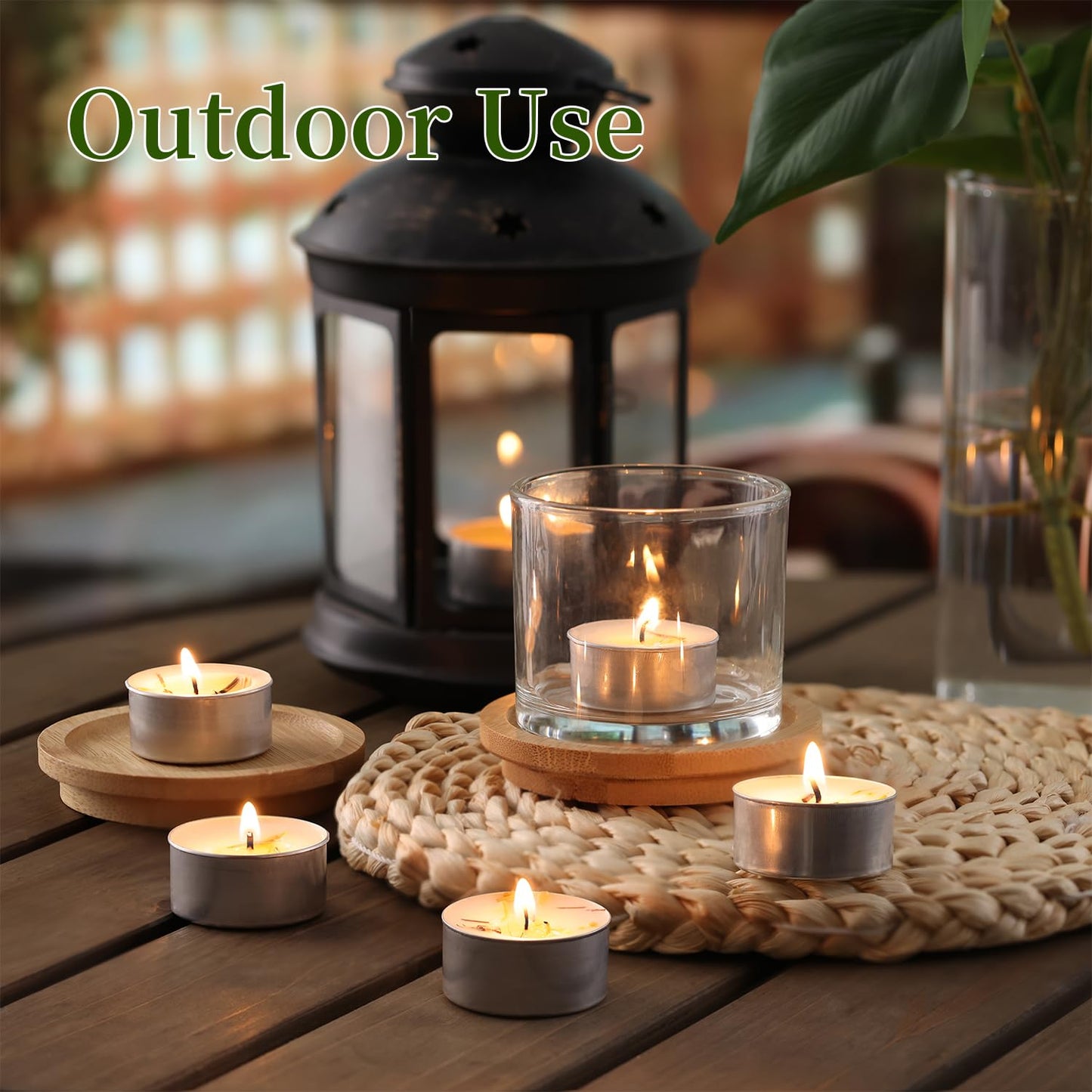 8 Pcs 6H Citronella Tealight Candles Indoor Outdoor, Decorative Scented Tealight Candles with 100% Palm Wax Base & Dried Lemongrass, Smokelss for Patio, Home, Outside Use