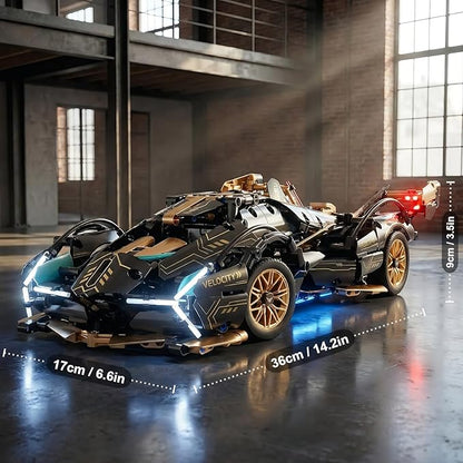 RC Building Blocks for Adults 1314PCS 1:14 Scale Supercar Model with APP Control LED Lights Motorized STEM Toy Sports Car Build Your Own RC Car Kit