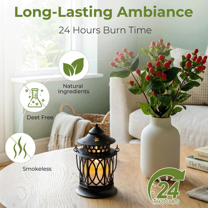 Citronella Candles Outdoor, 2 Pack Lemongrass Scented Soy Wax Candles with Metal Lantern Holder, Outdoor Candle Set for Patio Garden Camping Decor, Gift Set