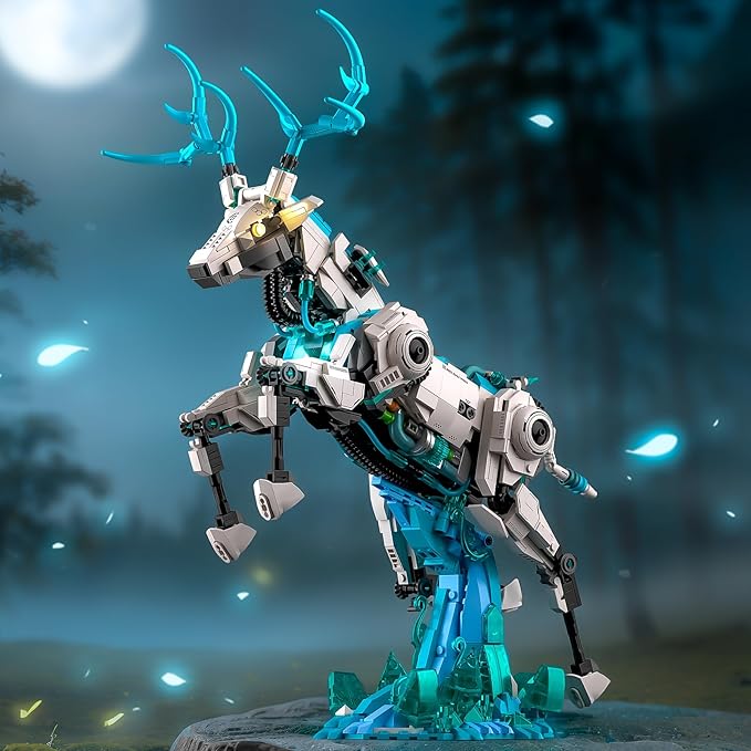 BNG Mechanical Deer Building Sets for AdultAnimal Collection Toy with Base for Home or Office DecorCreative Building Gift for Teens Boys and Girls 8-14 (1566PCS)