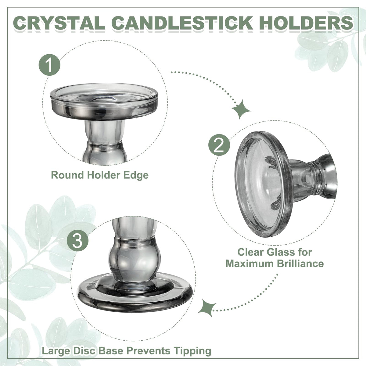 uxcell 14 cm Glass Candle Holder for Taper/Column Candles, Candle Holders Tealight Stand Candlestick for Tealight Wedding Table Centerpiece Home Decor, Smoke Gray