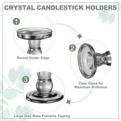 uxcell 14 cm Glass Candle Holder for Taper/Column Candles, Candle Holders Tealight Stand Candlestick for Tealight Wedding Table Centerpiece Home Decor, Smoke Gray