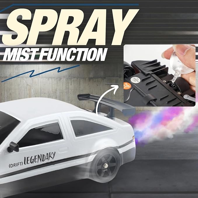 Liberty Imports RC Drift Car 1/16 2.4GHz 4WD Remote Control Sport Racing On-Road Vehicle with LED Light Batteries and Drift Tires (White)