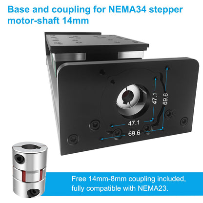 Electric Linear Stage Heavy Duty Load 550 lb 250KG Ballscrew 2005 Double Rail Guide Four Slide 8 Inch 200mm Stroke Slide Stage Compatible Nema23 57mm NEMA34 86mm Stepper Motor for CNC Router