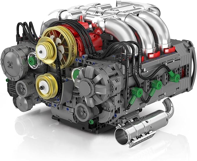 NUTCRACKER Flat Engine Building Set V8 Model Engine Kit Mini Engine Scale Model with Motor That Works DIY STEM Project Building Toy Creative Birthday Gift for Adult Boys 14+ (2375 Pieces)