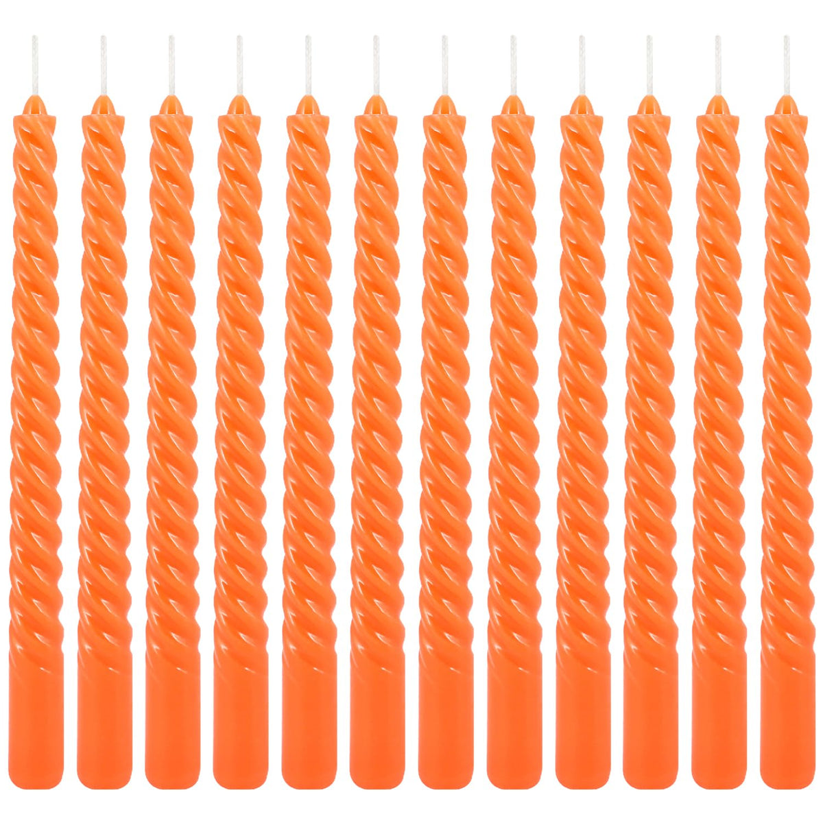 12Pack 10 Inch Orange Spiral Taper Candles?Unscented and Long Burning Dripless Twisted Candlesticks for Home Fall Decor,Gift,Wedding, Birthday,Mother's Day